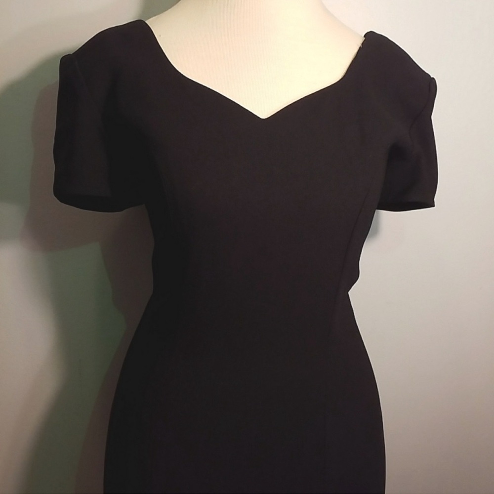 Black maxi Dress high front slit cross back straps cap sleeve Costume
